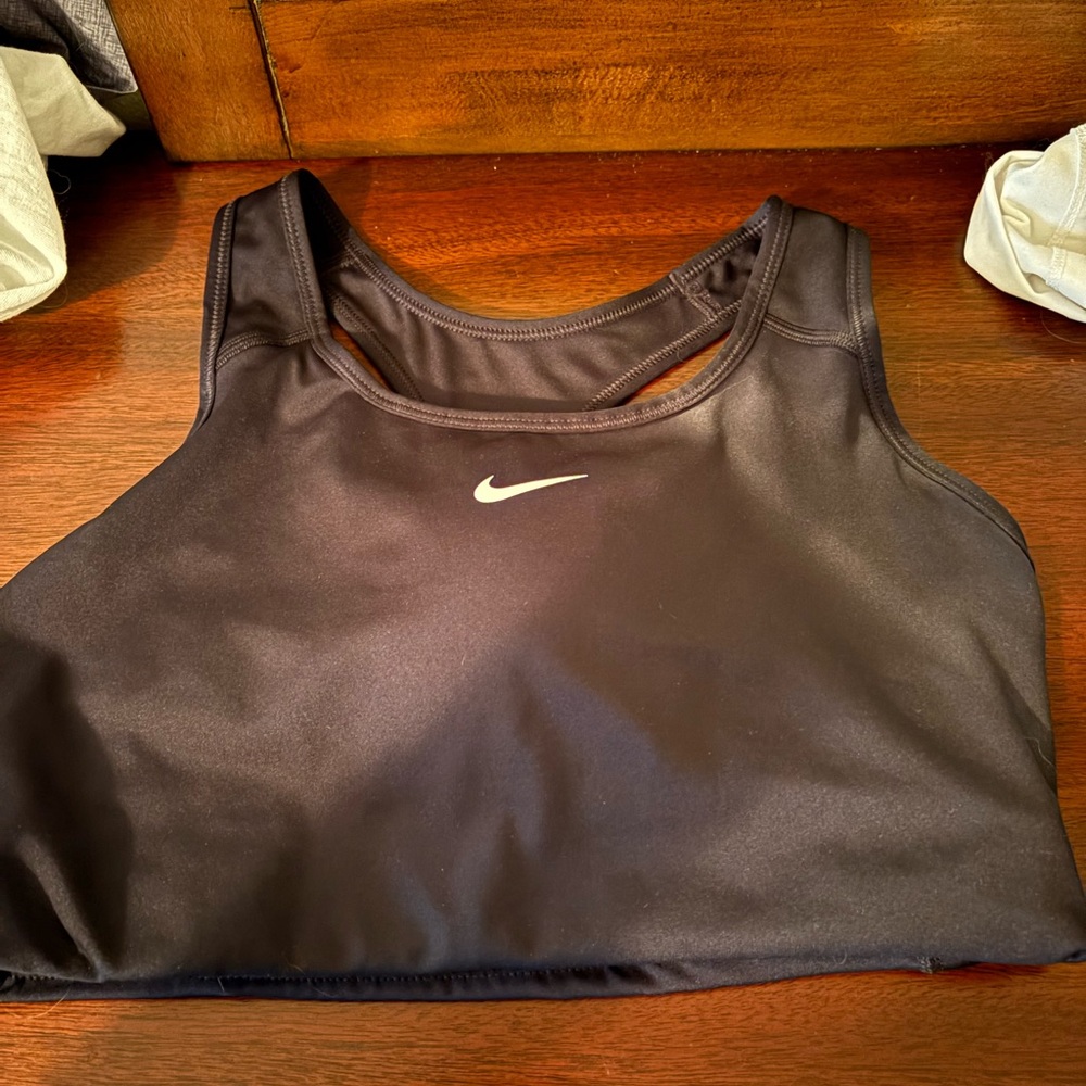 Nike Women's Black Sports Bra with White Logo